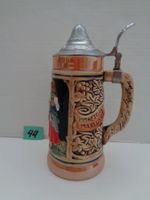 Keramik Bierhumpen mit Zinndeckel 0.5 L schönes Relief