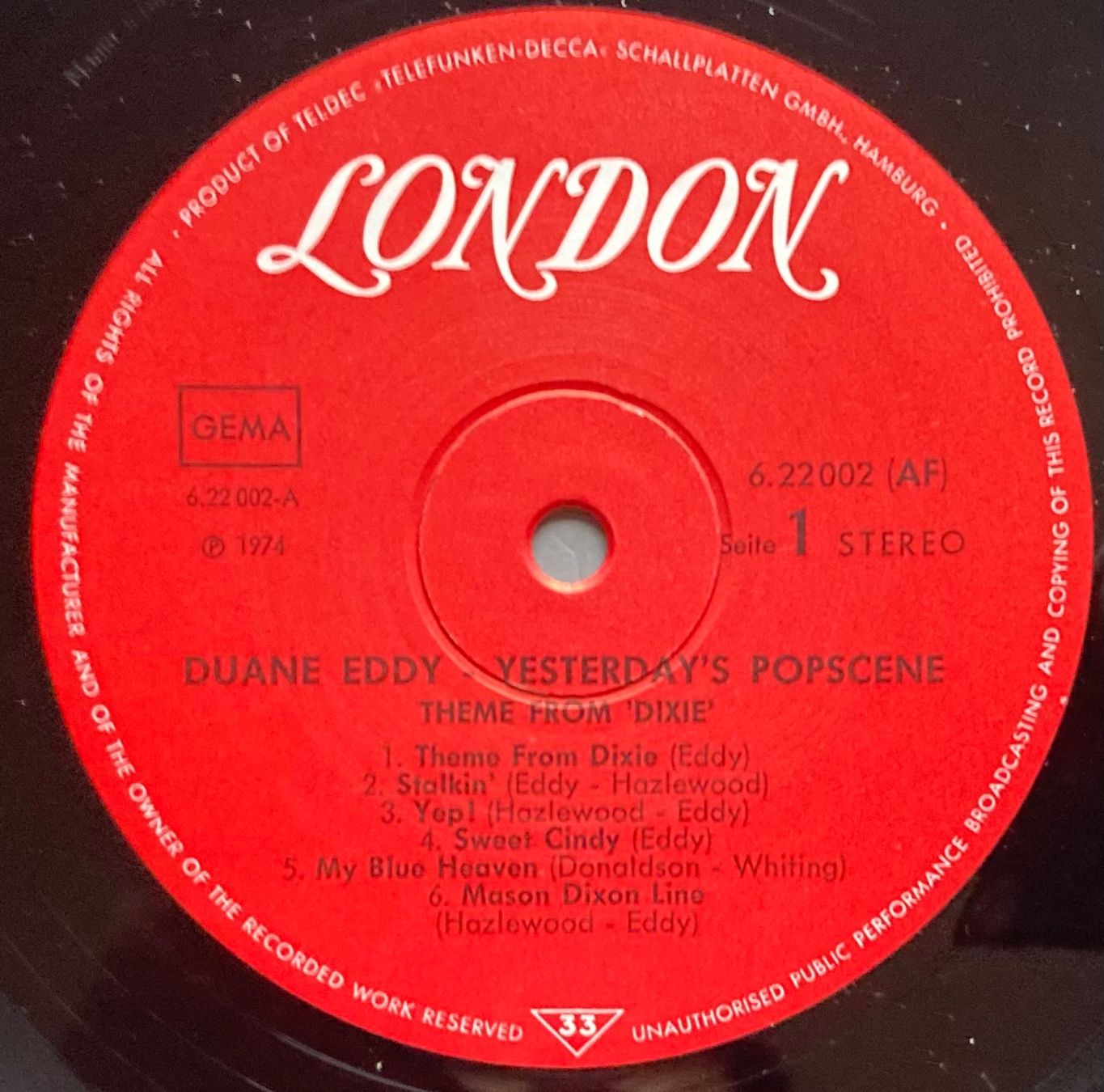 Vinyles: DUANE EDDY - THEME FROM DIXIE – D'occasion à Poliez-Pittet par Newtown-Records 2