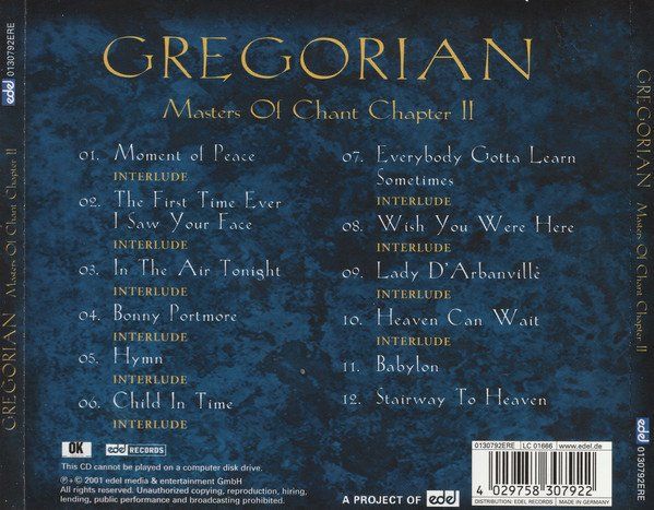 CDs: Gregorian - Masters of Chant Chapter II - CD 2001 – Gebraucht aus Zürich von Aspri 1