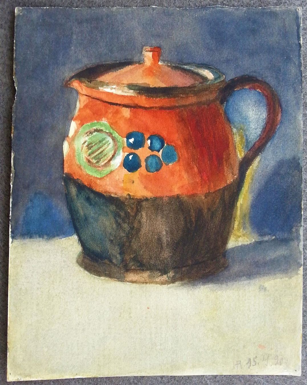 Dipinti: Bild Gemälde Aquarell: Weinkrug, 1920 – Usato da Oberriet SG venduto da ganesh435