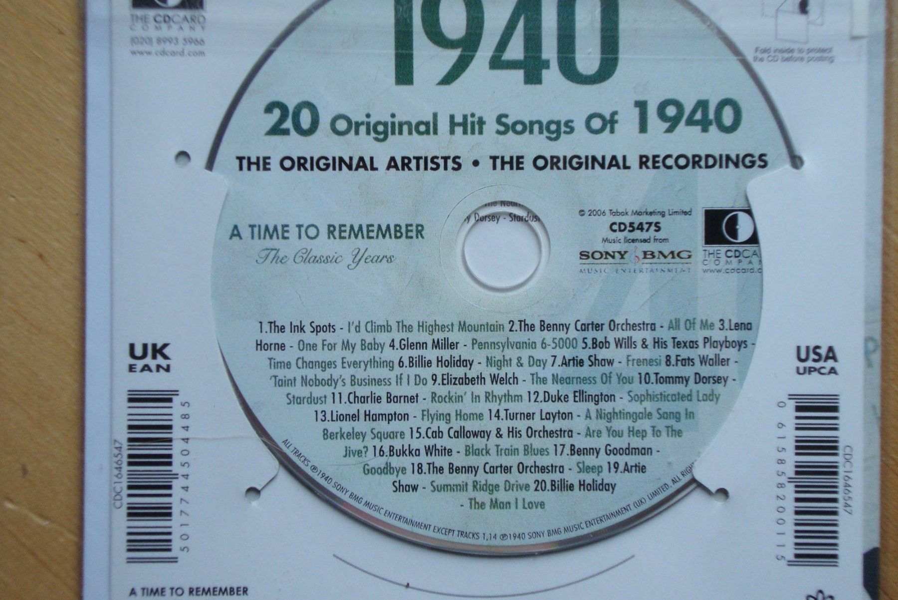 CD: Geburtstag? 20 ORIGINAL HIT SONGS 1944 – Usato da Bern venduto da carola31 1