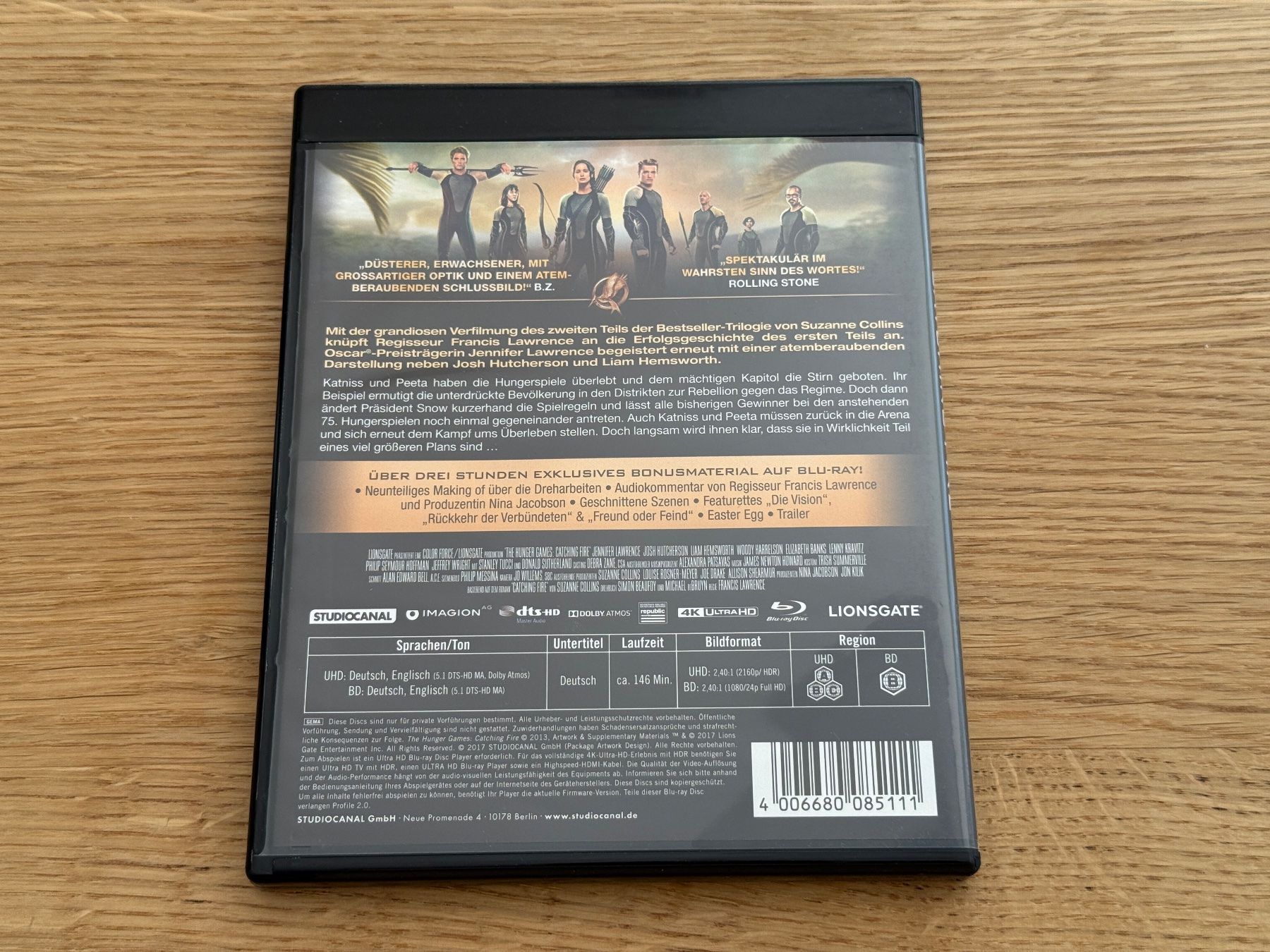 Tutti i DVDs: The Hunger Games: Catching Fire - 4K UHD Blu-Ray – Usato da Wallisellen venduto da Art_Vendorlay 1