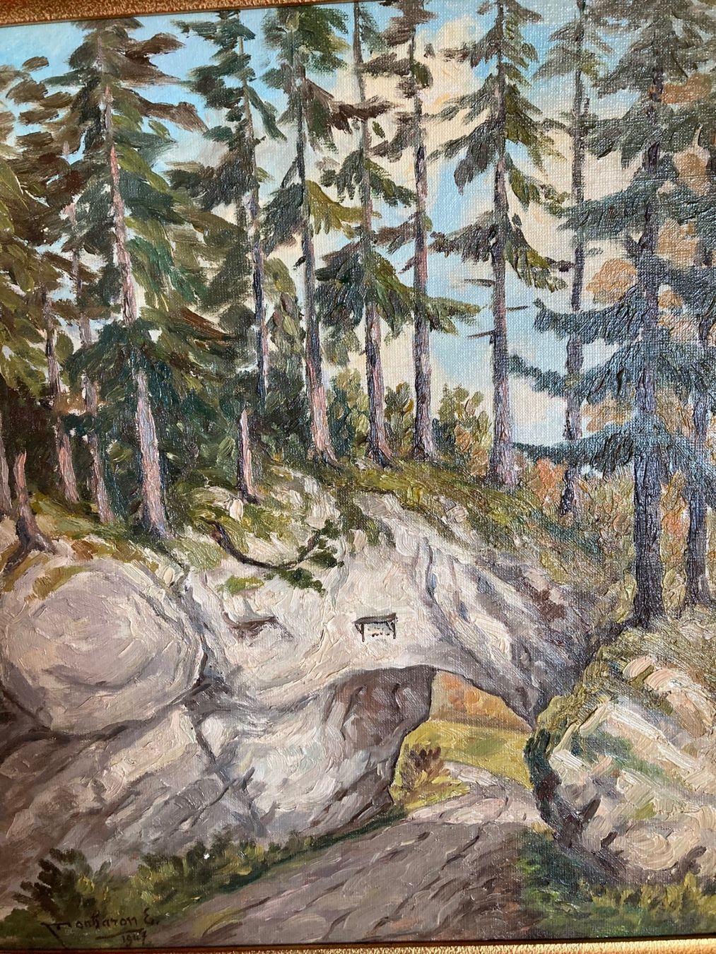 Dipinti: Tableau d'Ernest Monbaron, le col de Pierre-Pertuis. – Usato da La Chaux-de-Fonds venduto da venteperso5 1
