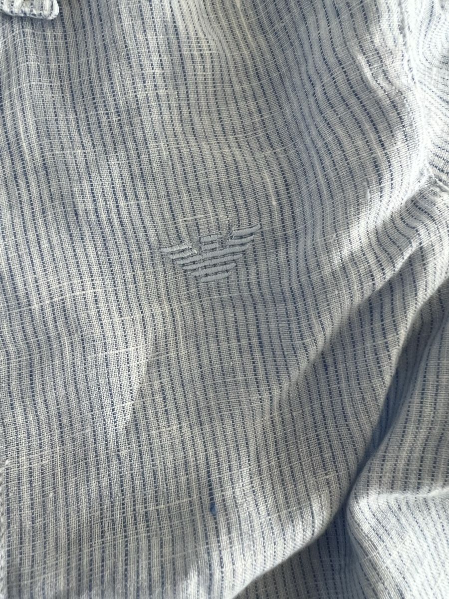 Armani Camicie, T-shirt & Polo: ARMANI LEINEN HEMD WEISS BLAU GR 4/106 – Usato da Basel venduto da theo-g77 1