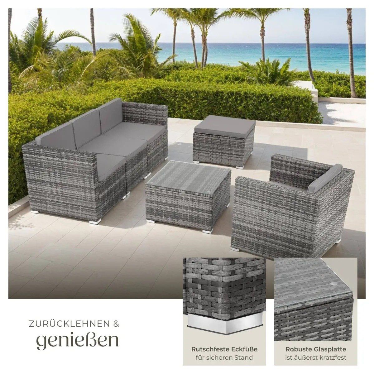 Set de table et chaises: Rattan Lounge mit Sessel Gartenmöbel Set BELVANO – Neuf avec emballage d'origine à Lachen SZ par sw3zzy 4