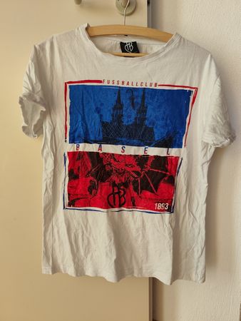 FC Basel T-Shirt, Münster & Basilisk Motiv, weiss, Grösse M