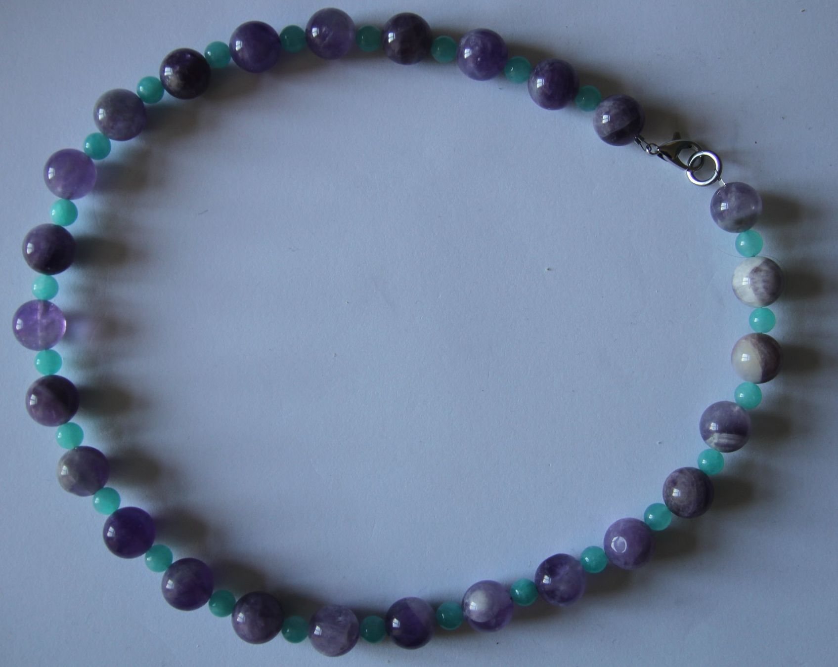 Catenine: NEU: Amethyst Amazonit Schmuck Kette Collier Edelstahl – Nuovo (secondo la descrizione) da Matten b. Interl venduto da Edelsteingalerie 2