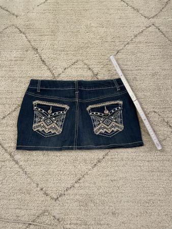 Y2K Mini Skirt “Cato Premium Classic” – dunkelblau mit Aztec