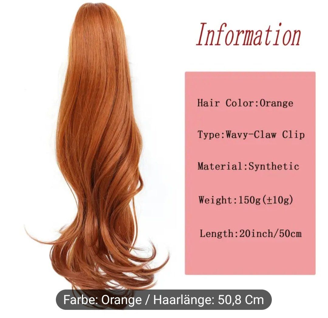 Accessori per capelli: 1 Extensions/Haarteil, ca. 50.8 cm, kupfer / orange – Nuovo e nell'imballaggio originale da Baden venduto da rocket85 3