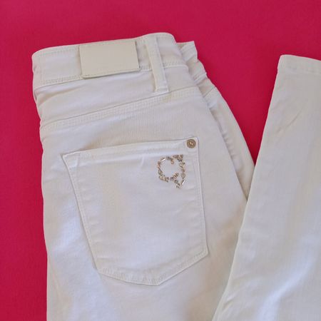 Weisse Jeans von Cambio, Grösse 34 Strassdetails