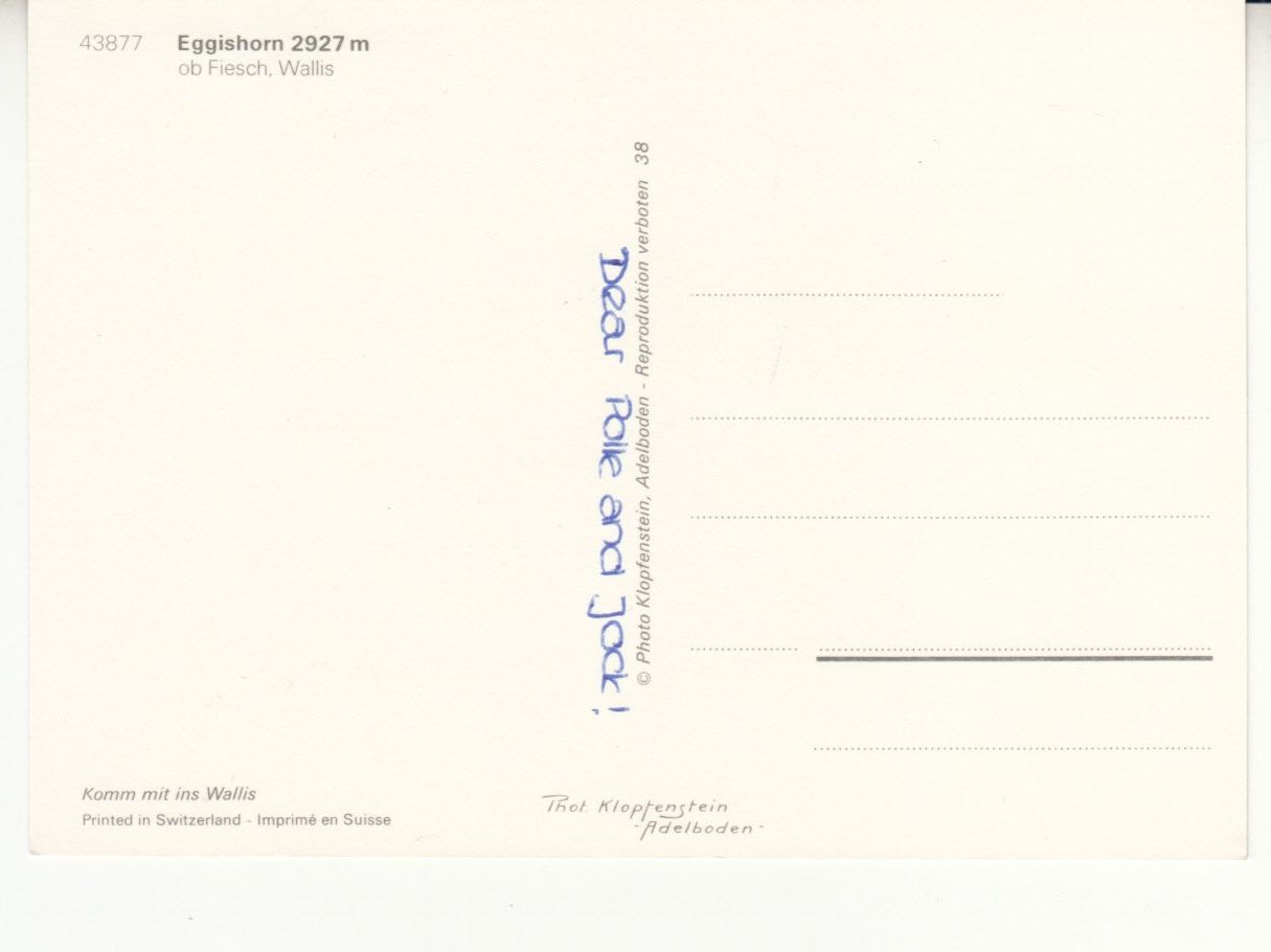 Cartoline postali: Eggishorn ca. 1970 – Usato da Bürglen TG venduto da StampGraf 1