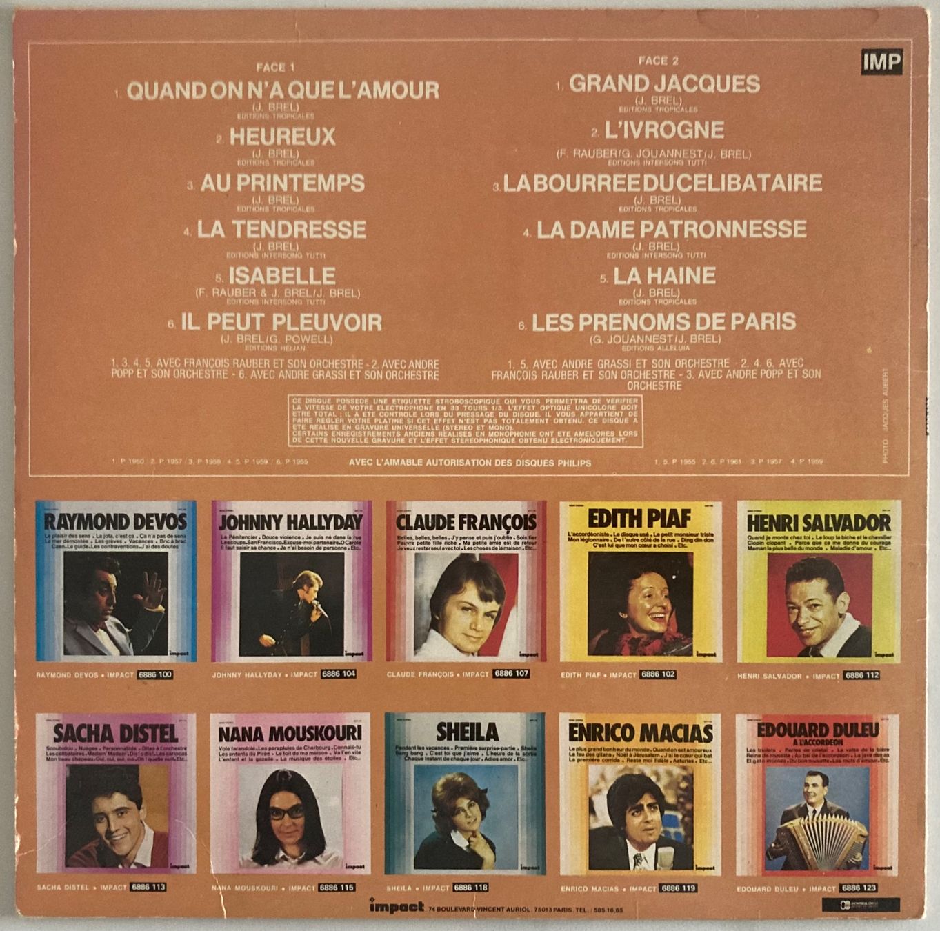 Dischi in vinile: JACQUES BREL - JACQUES BREL – Usato da Poliez-Pittet venduto da Newtown-Records 1