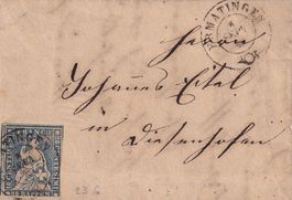 Strubel - Brief Ermatingen TG nach Diessenhofen TG 1860