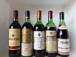 5er Set Spanische Rotwein-Klassiker Rioja 1978/1996