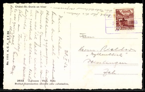 Ansichtskarten: AK Châtel-St.-Denis, En hiver – Gebraucht aus Berlin von bartko-reher 1