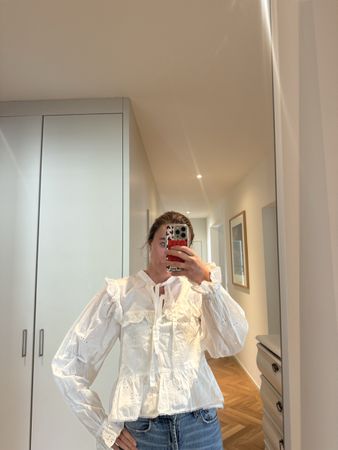 H&M Rüschenbluse weiss Grösse S Sommerlicher Look 48 Zeichen