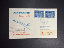 Air France Erstflugbrief Genf-Toulouse ab Liechtenstein 1969