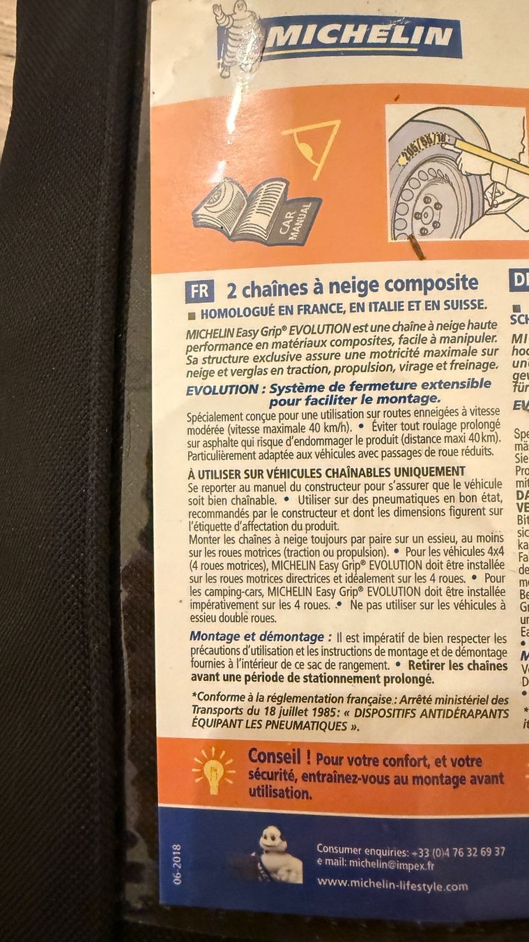 Chaînes à neige: Chaînes neige MICHELIN Easy Grip® EVOLUTION – EVO 12 NEUVES – Neuf avec emballage d'origine à Trelex par AnnabelleLelie 4