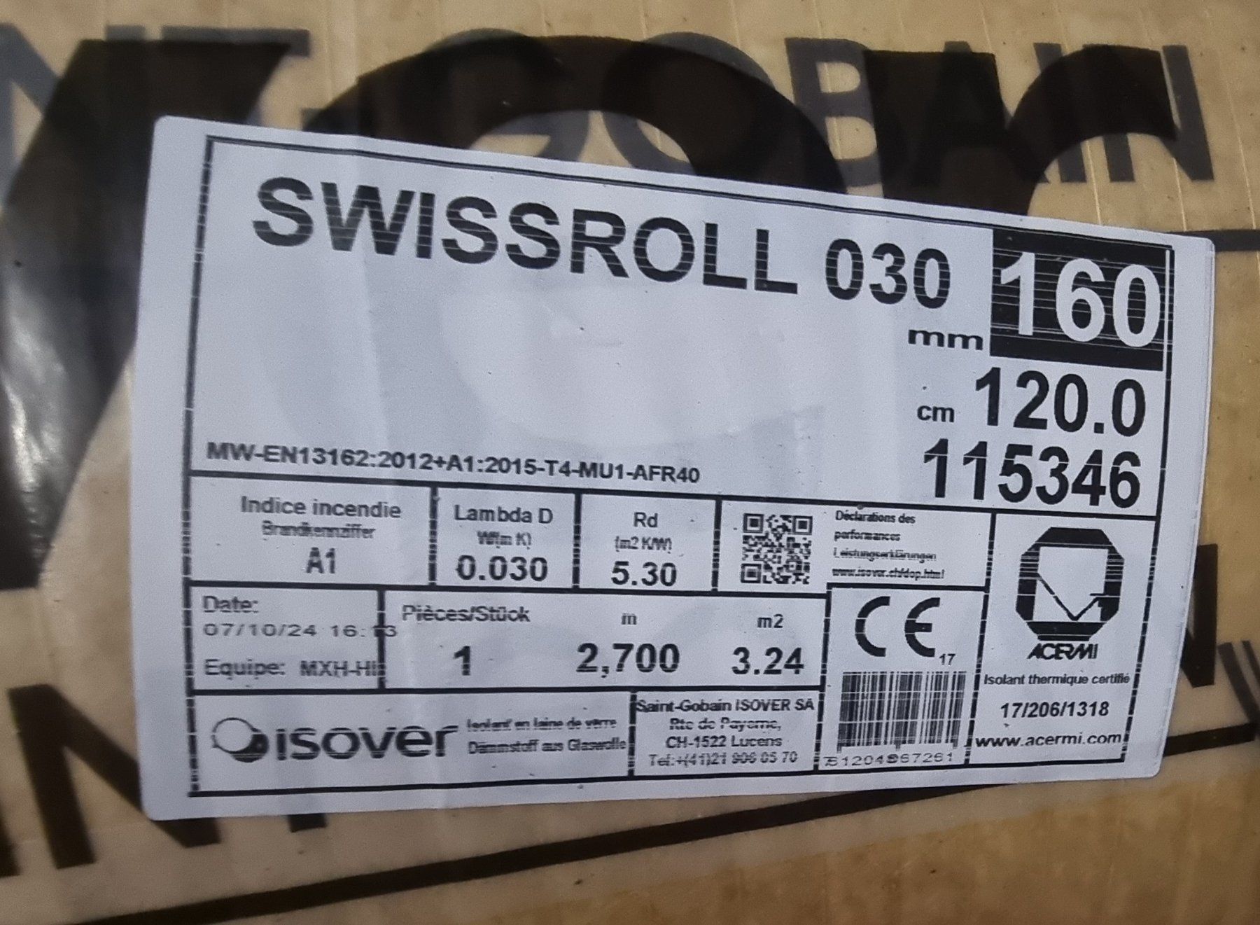 Materiale di riempimento: Offre à saisir : 3 rouleaux autoporteur ISOVER SWISSROLL 030 – Nuovo e nell'imballaggio originale da Posieux venduto da mimin01 1