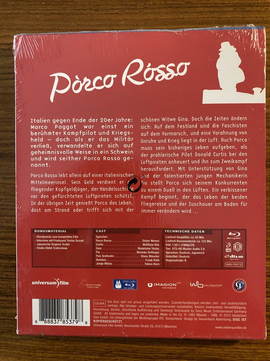 Tutti i DVDs: Porco Rosso - Studio Ghibli Blu-ray Collection – Nuovo e nell'imballaggio originale da Rüschlikon venduto da Granulat204 1