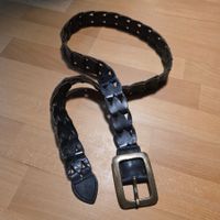 Vintage Flechtgürtel Schwarz ca. 114 cm Leder