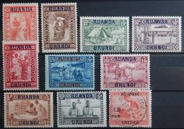 Ruanda-Urundi Belgisch ex. Kat. 31-42 */(*)/gest. 1930/31 Ka