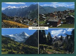 Grächen, 4 Ansichten, 1970, gelaufen, Grossformat