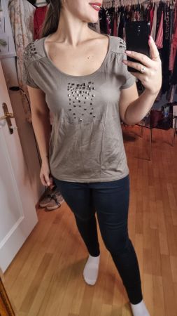 Elegantes Damen T-Shirt mit Nieten Gr. 40