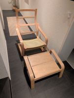 Ikea POÄNG Sessel und Hocker ohne Kissen