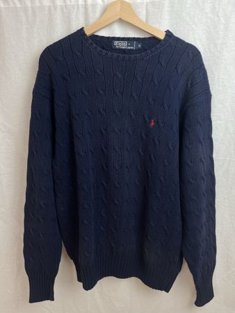 Pull Ralph Lauren bleu foncé tressé 