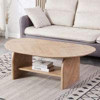 Couchtisch Oval LARA - Fishbone Oak