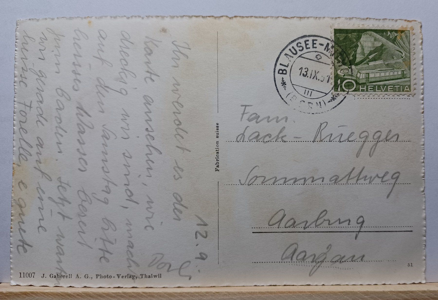 Cartoline postali: Blausee, 1951, gelaufen – Usato da Aarau Rohr venduto da mgvw 2