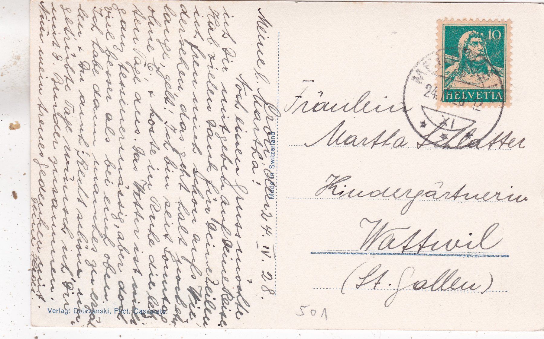 Cartoline postali: Mendrisio Pension Crou 1928 – Usato da Herisau venduto da Lisegrat2008 1