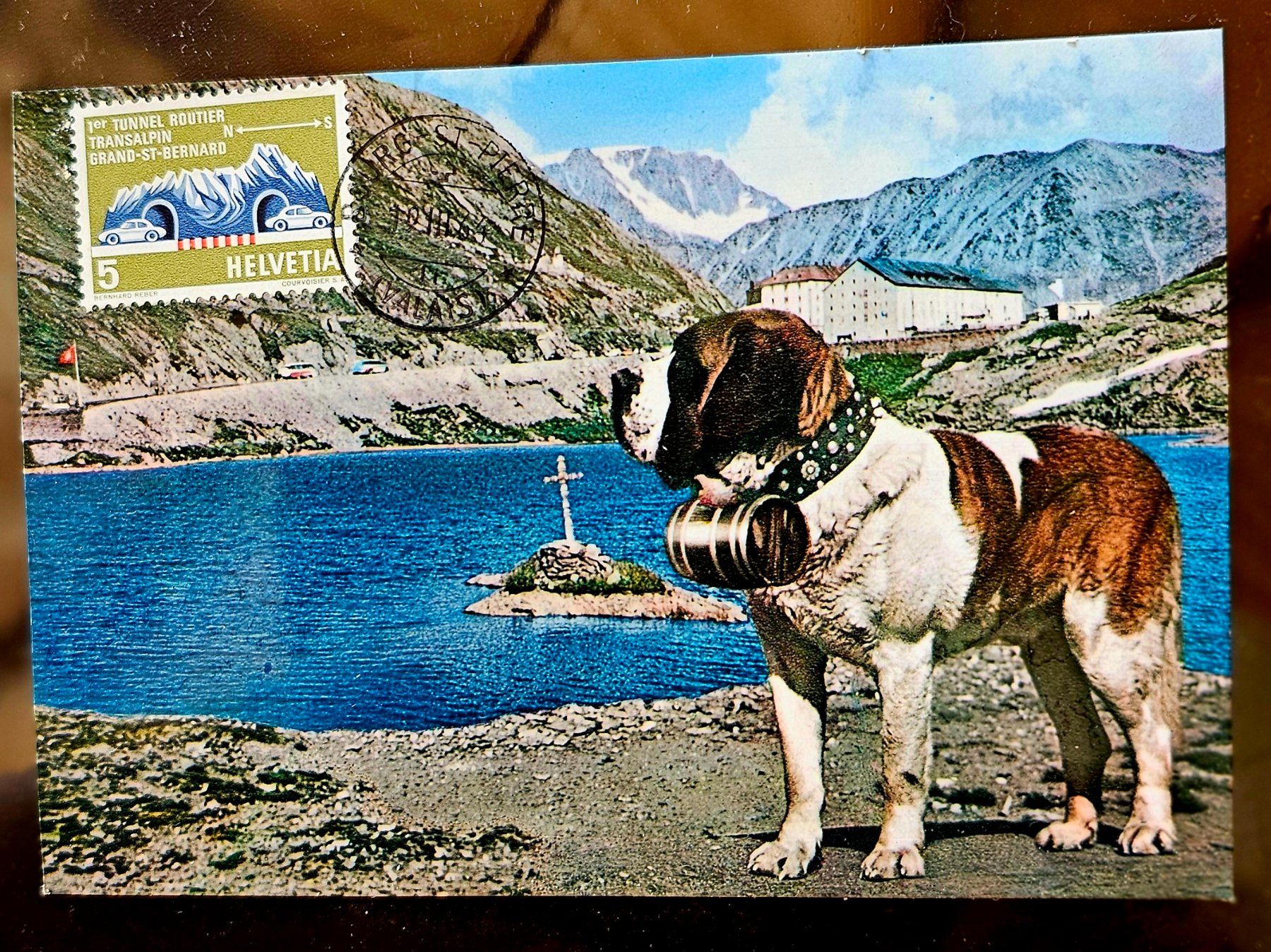 Cartoline postali: SUISSE - chien St-Bernard au Col – Usato da Les Valettes venduto da Nuba1