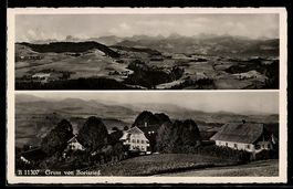 AK Oberbalm, Borisried, Panorama und Ortsansicht mit Bauernh