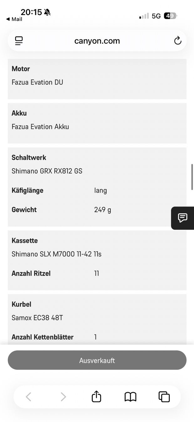 Canyon Velos: Canyon Endurance: ON7 E-Rennrad – Gebraucht aus Galgenen von giwc 8