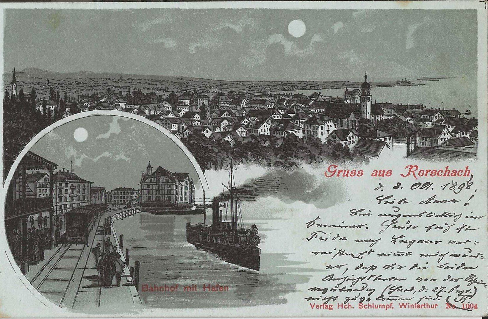 Cartoline postali: Karte Rorschach 1898 – Usato da Zürich venduto da Philacat11