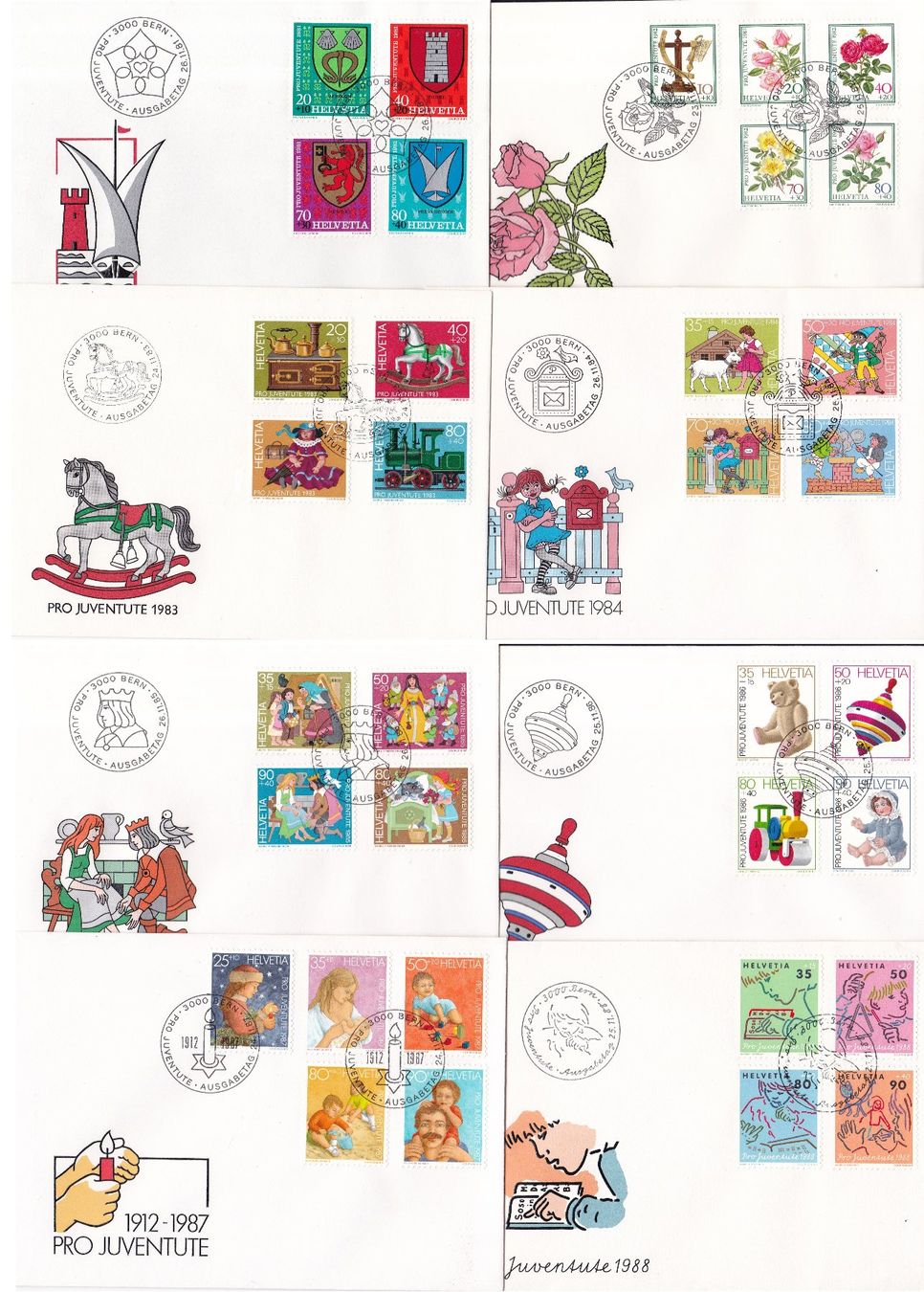Tutti i francobolli: 58 Stk. Pro Juventute FDCs 1961-2014 – Usato da Münchwilen AG venduto da Nesar 3