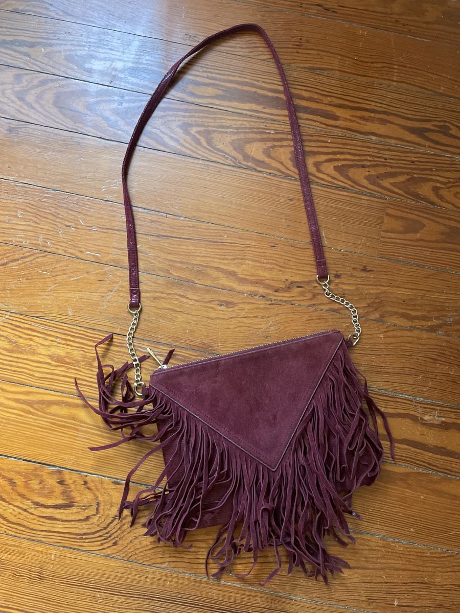 Nafnaf Borse da donna: Wildlederfransen-Tasche, bordeauxrot – Usato da Bern venduto da Corinn_na