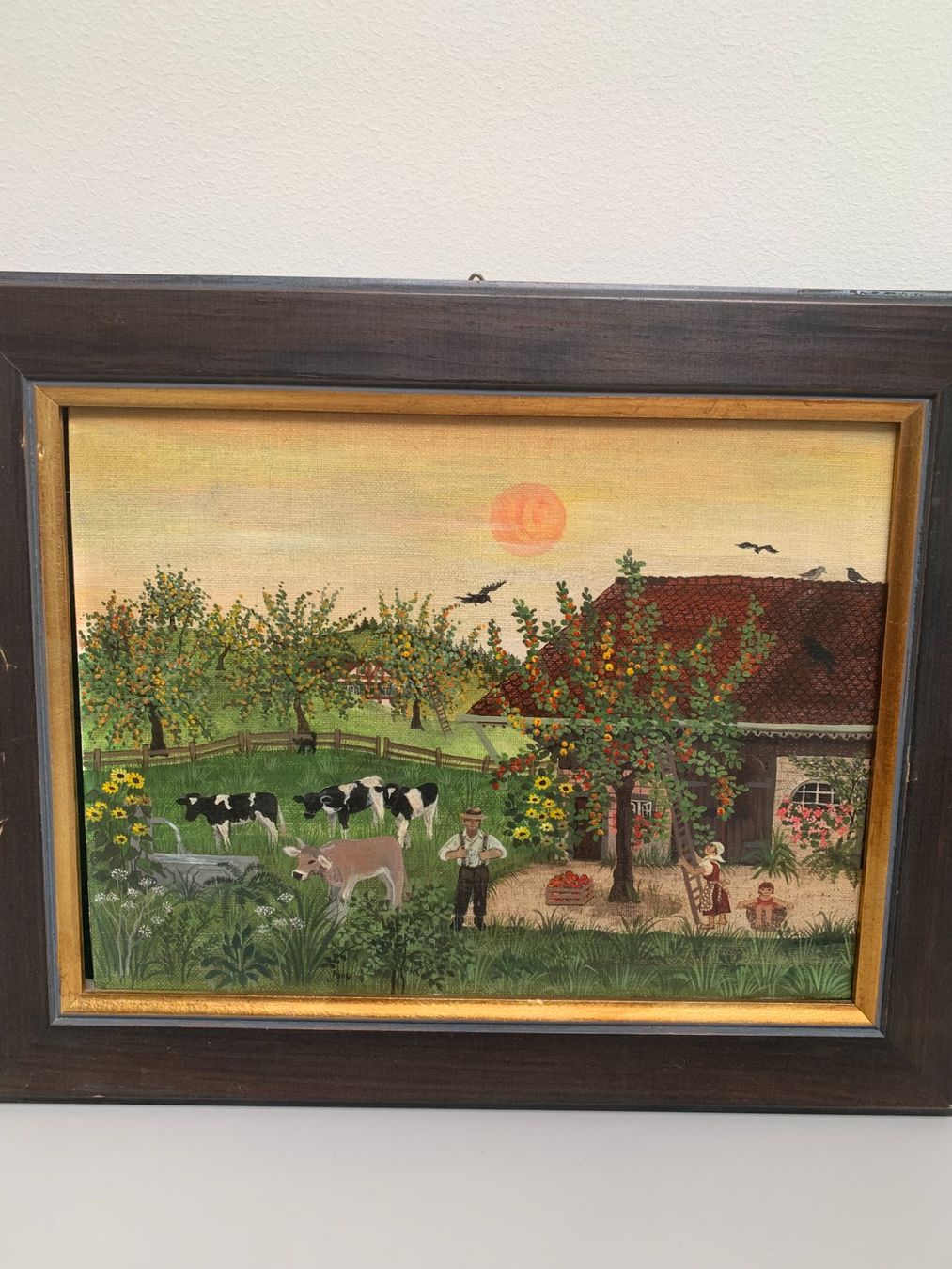 Gemälde: Naive Malerei: Wunderschöne Sonnenuntergangsstimmung. – Gebraucht aus Erlenbach ZH von Tempranilla3333