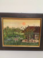 Naive Malerei: Wunderschöne Sonnenuntergangsstimmung.