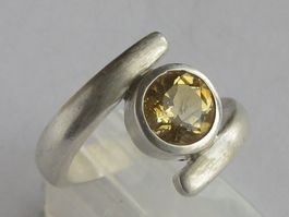 aussergewöhnlicher Vintage Ring Silber 925 Citrin / Gr. 58