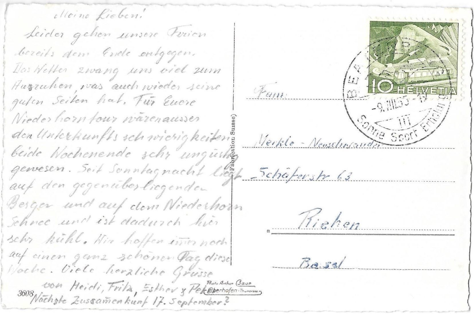 Cartoline postali: Sesselbahn Beatenberg - Niederhorn – Usato da Olten venduto da clotaldi 1