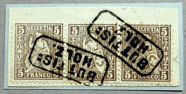30 Kastenstempel BUTTISHOLZ  LU auf Dreierstreifen