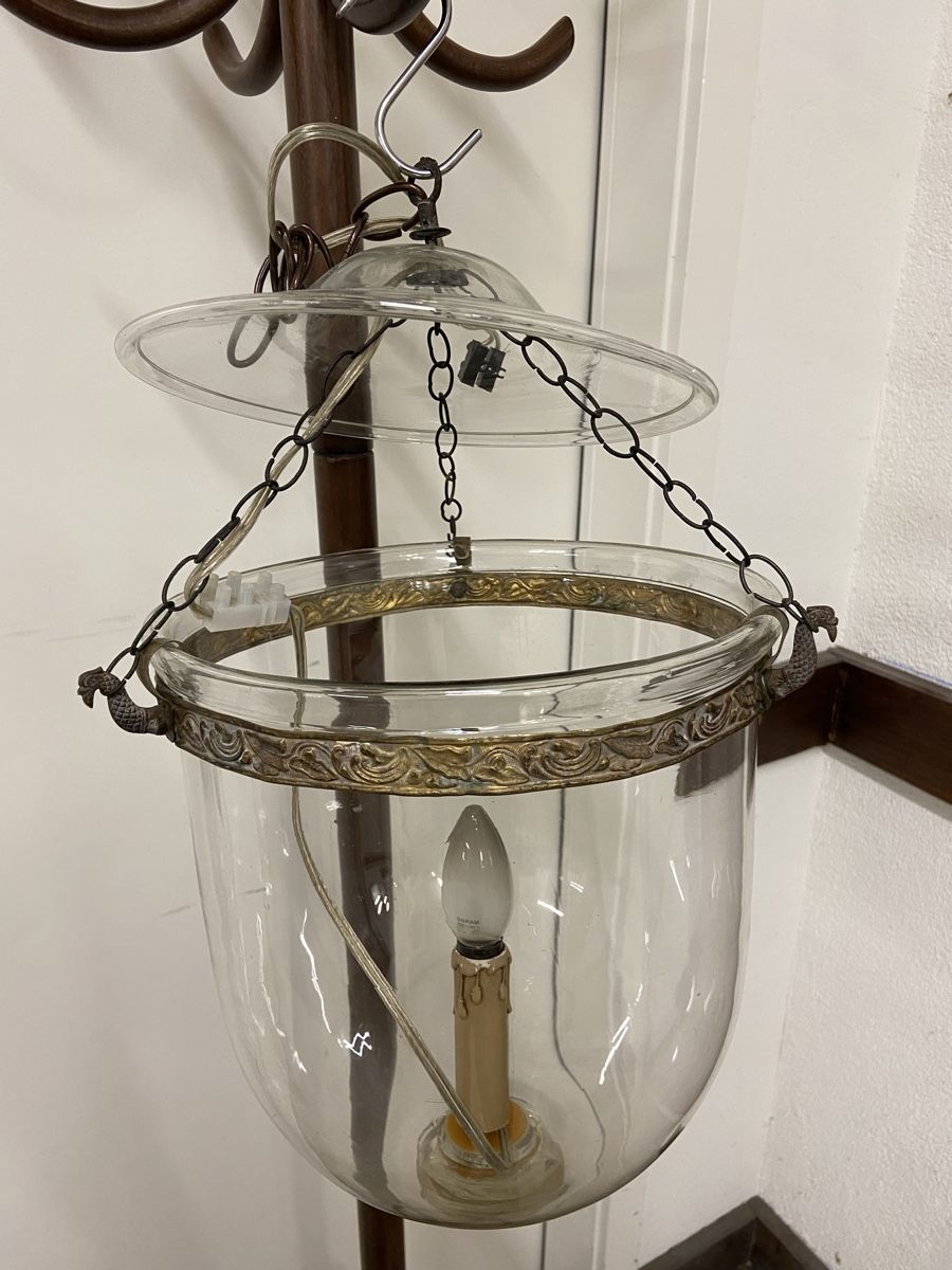 Lampade: Antike  Kolonial Hängelampe, Glas & Messing – Usato da Dietikon venduto da brocki-eyra 3