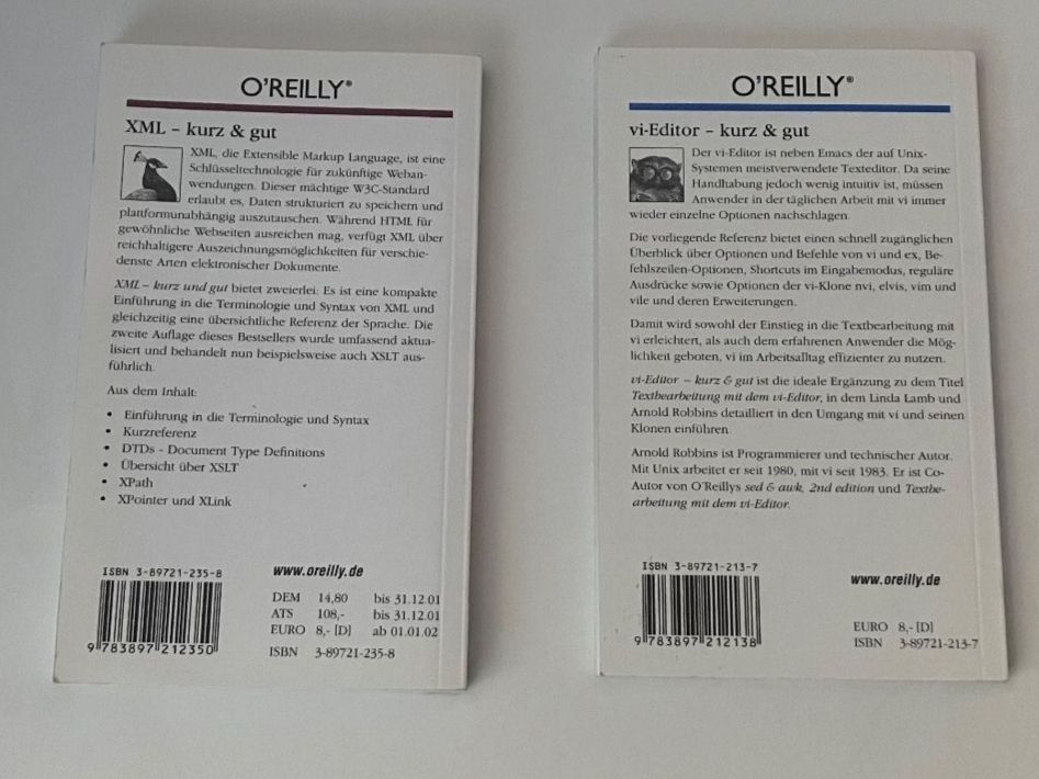 Libri: O'Reilly: XML kurz & gut / vi-Editor kurz & gut – Usato da Henggart venduto da iTuRi65 1
