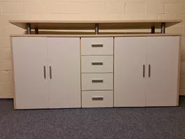 Sideboard weiss mit Ablage, 4 Schubladen und 2 Abteilen