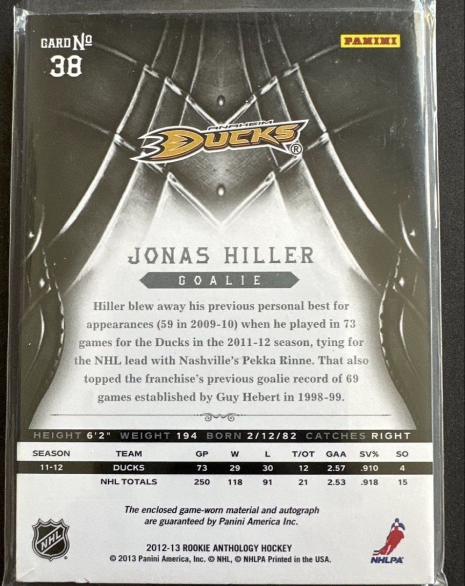 Panini Carte collezionabili: Jonas Hiller Anaheim Ducks - Crown Royale Autogramm – Nuovo (secondo la descrizione) da Schlieren venduto da NM_Nici 1