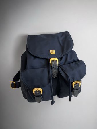 GIANNI VERSACE Vintage Rucksack Navy Blau 90s Rare Prada