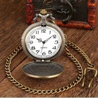 NEU Taschenuhr Segelschiff Bronze mit Deckel und Kette
